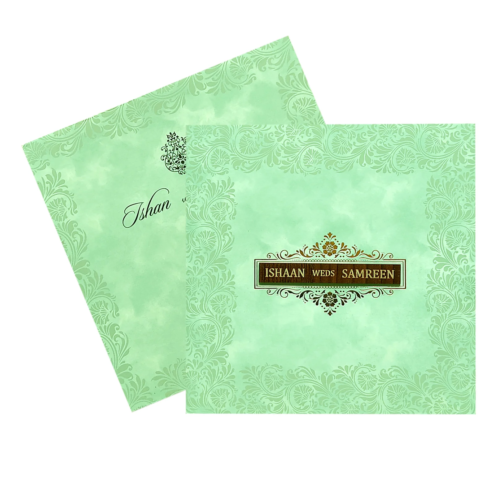 Pastel Green Nameplate Invitation Card-KRC29041 - Image 2