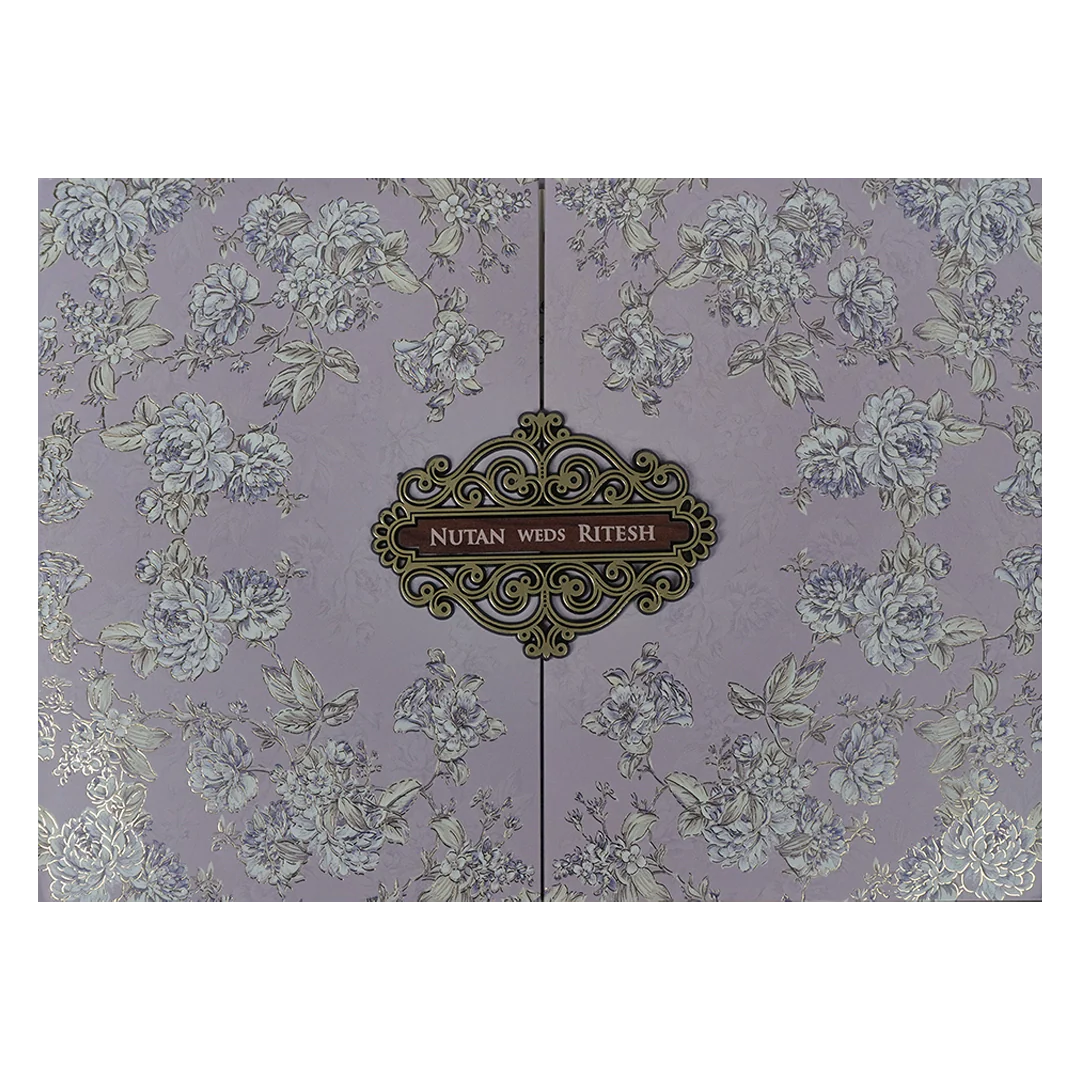Pastel Lavender Floral Padded Wedding Card-KRE27880 - Image 3