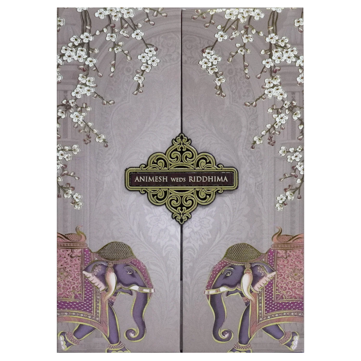 Pastel Mauve Padded Wedding Card-KVN07050 - Image 3