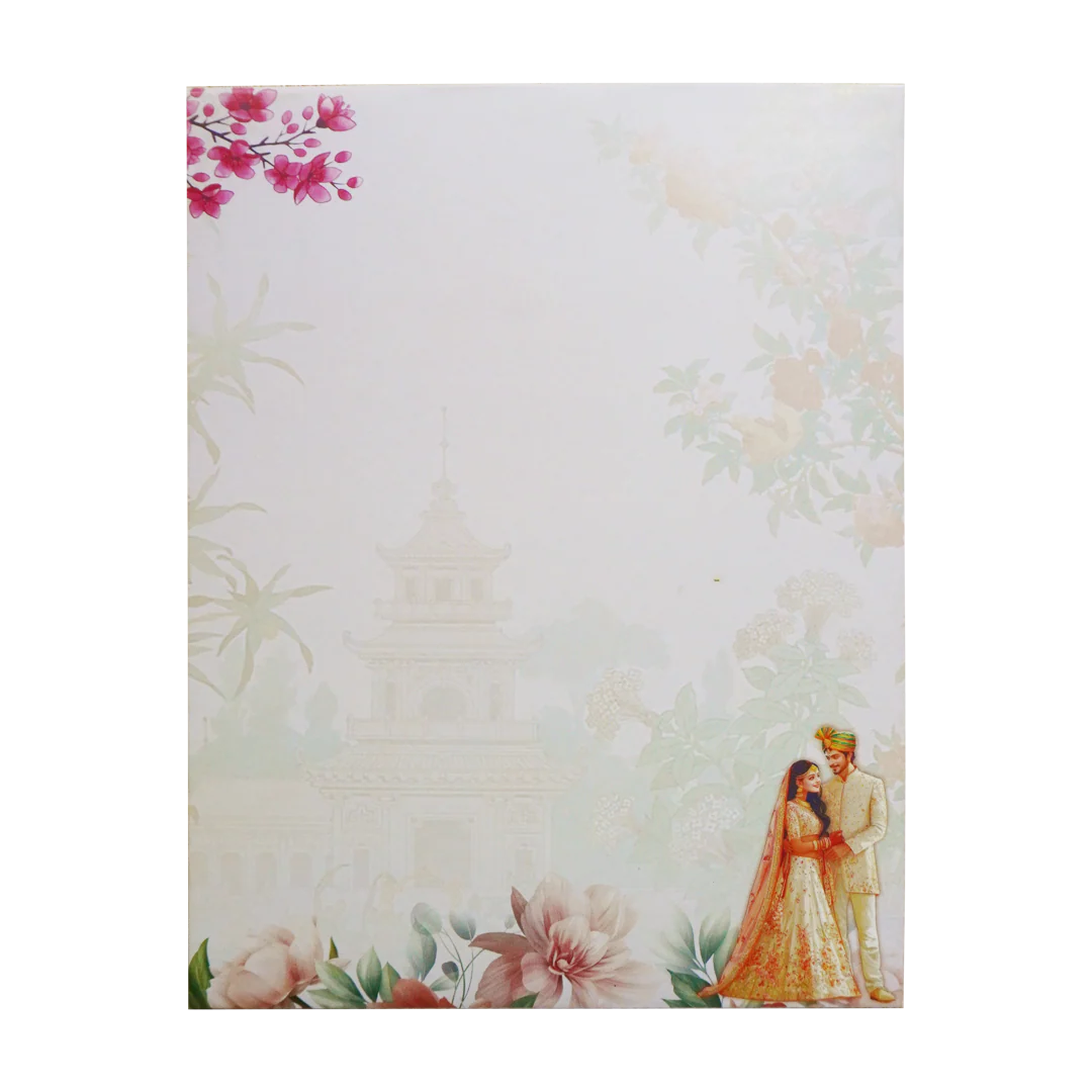 Pastel Pink Bride & Groom Invitation Card-KNKM8206 - Image 4