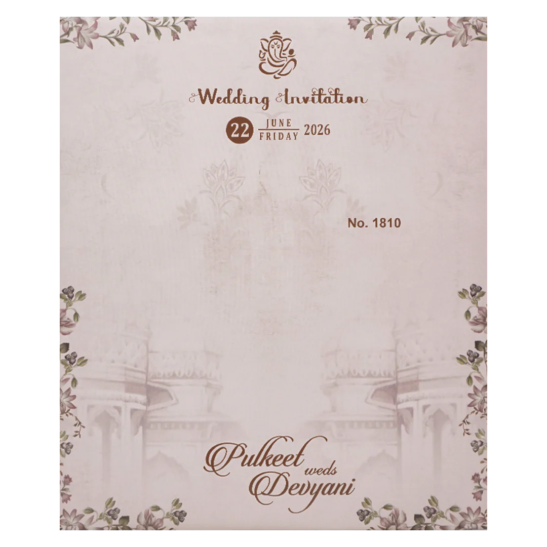 Pastel Pink Floral Palace Wedding Card-KJTS1810 - Image 4
