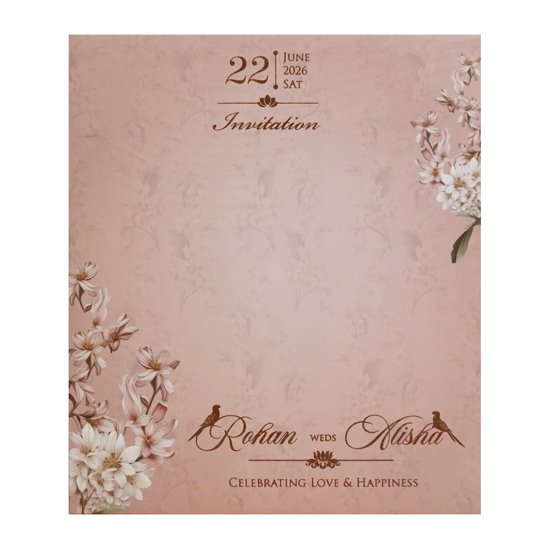 Pastel Pink Laser Cut Floral Arch Wedding Card - KFR16380 - Image 4