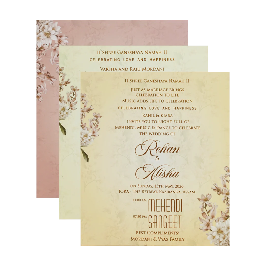 Pastel Pink Laser Cut Floral Arch Wedding Card - KFR16380 - Image 5