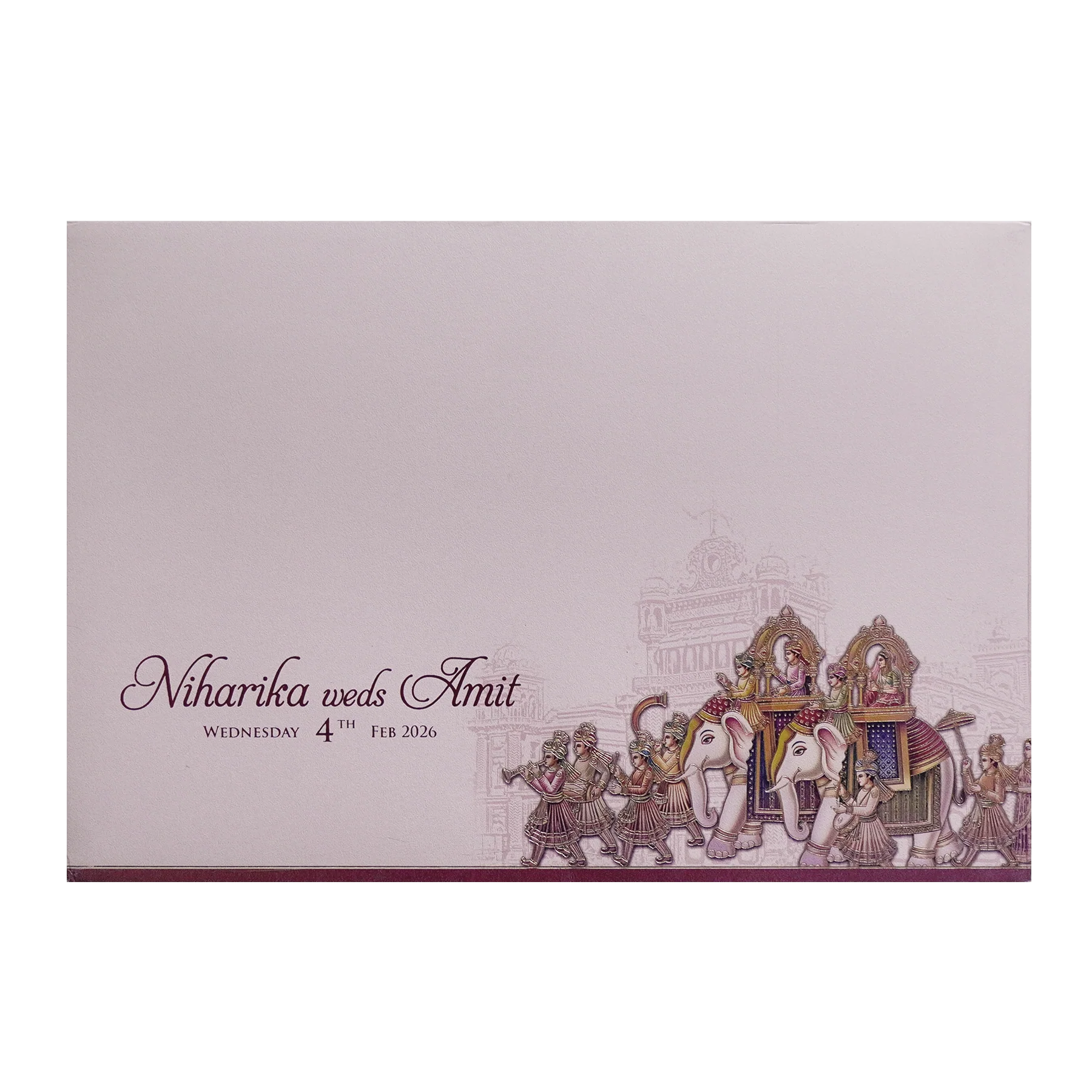 Pastel Pink Royal Wedding Baraat Invitation Card-KPR24830 - Image 4