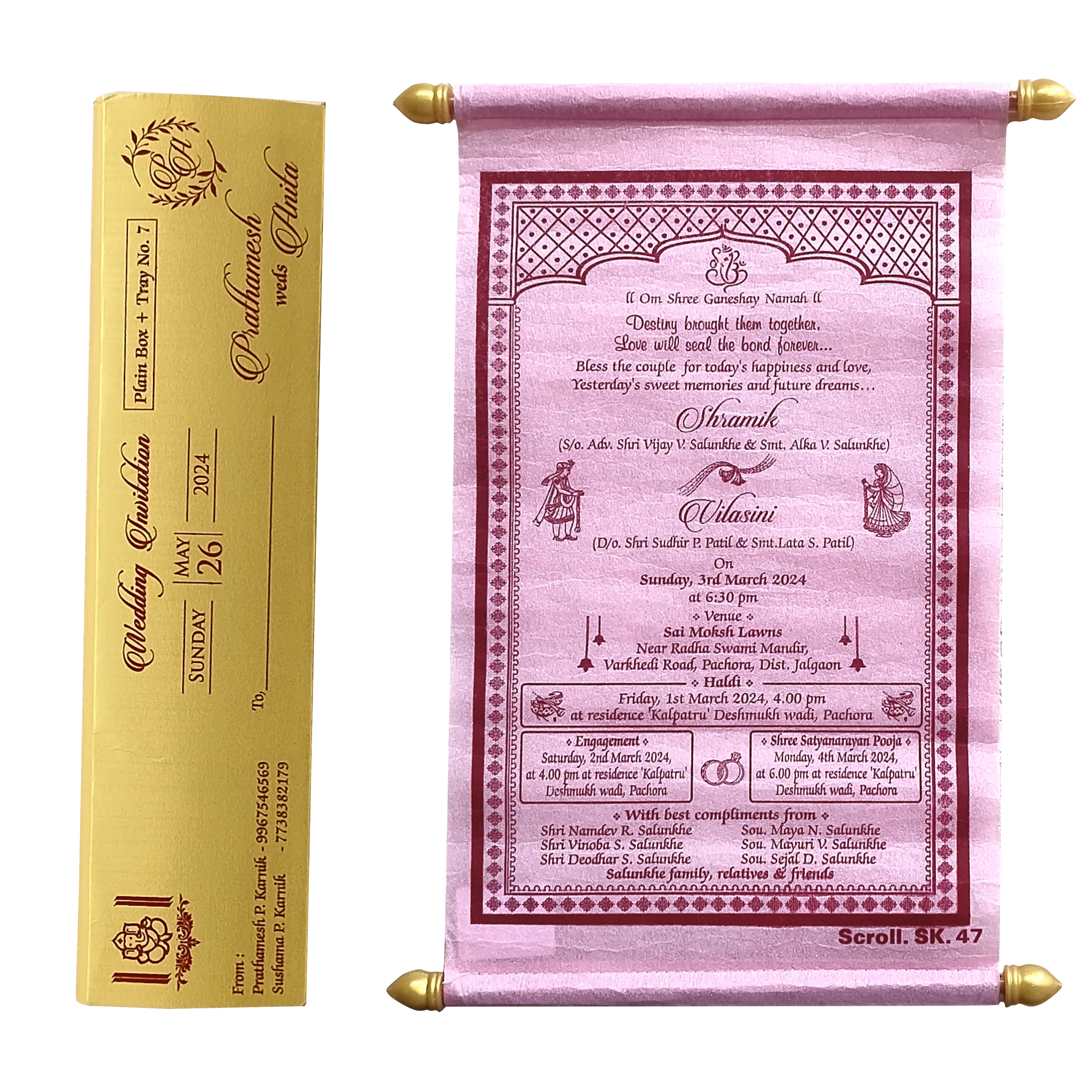 Pastel Pink Scroll Card-KJTS0047 - Image 2