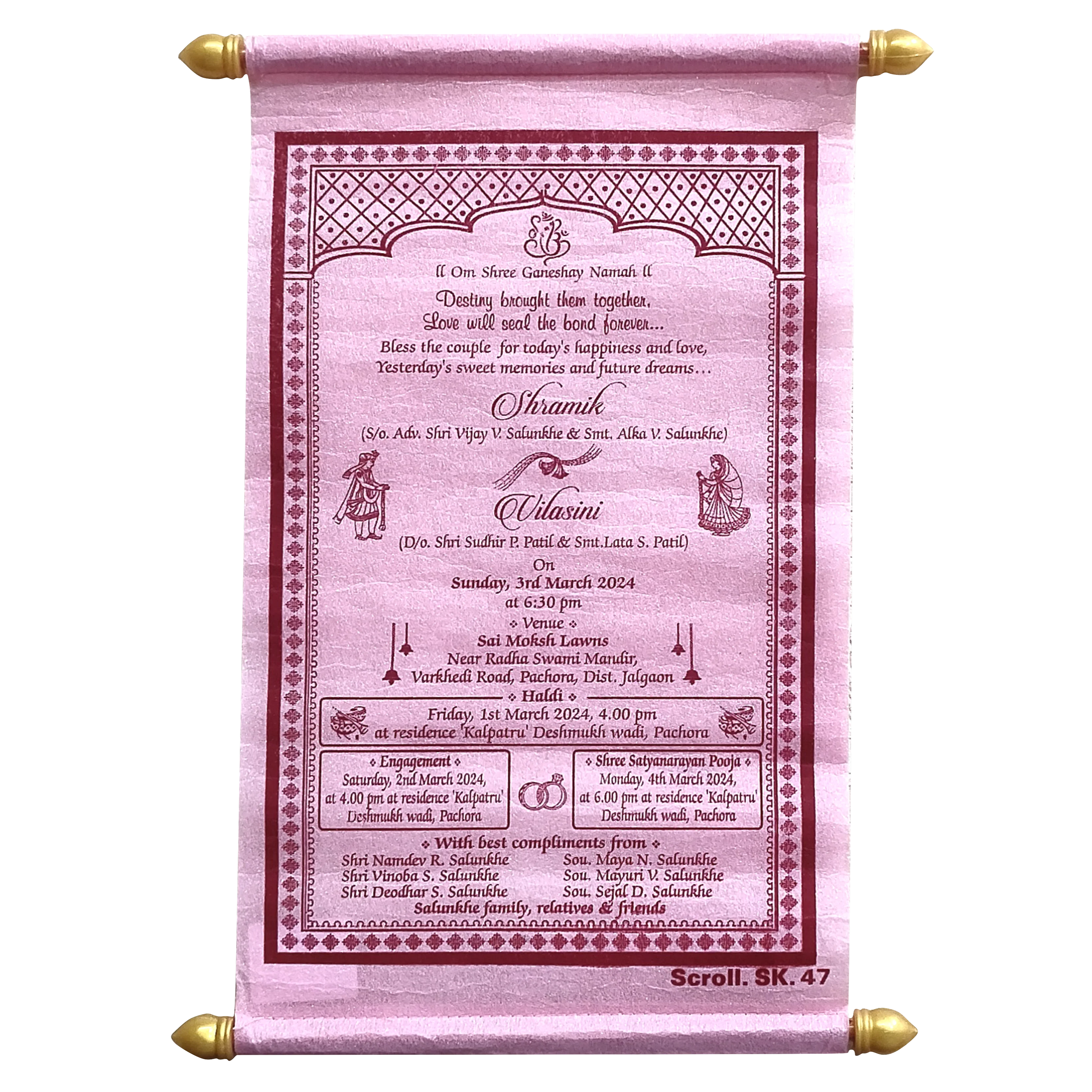 Pastel Pink Scroll Card-KJTS0047 - Image 5