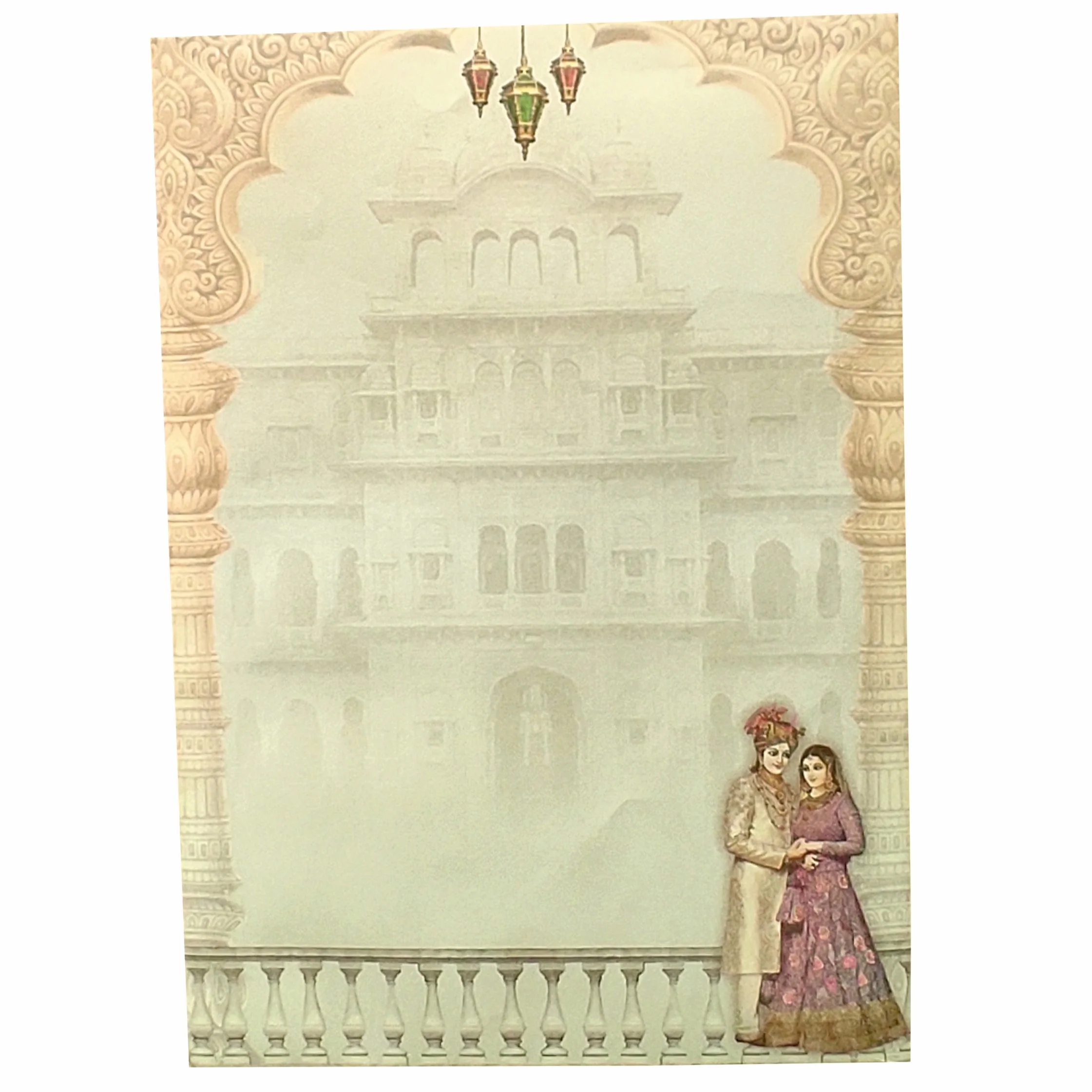 Pastel Traditional Bride Groom Invitation Card-KNPP684B - Image 4