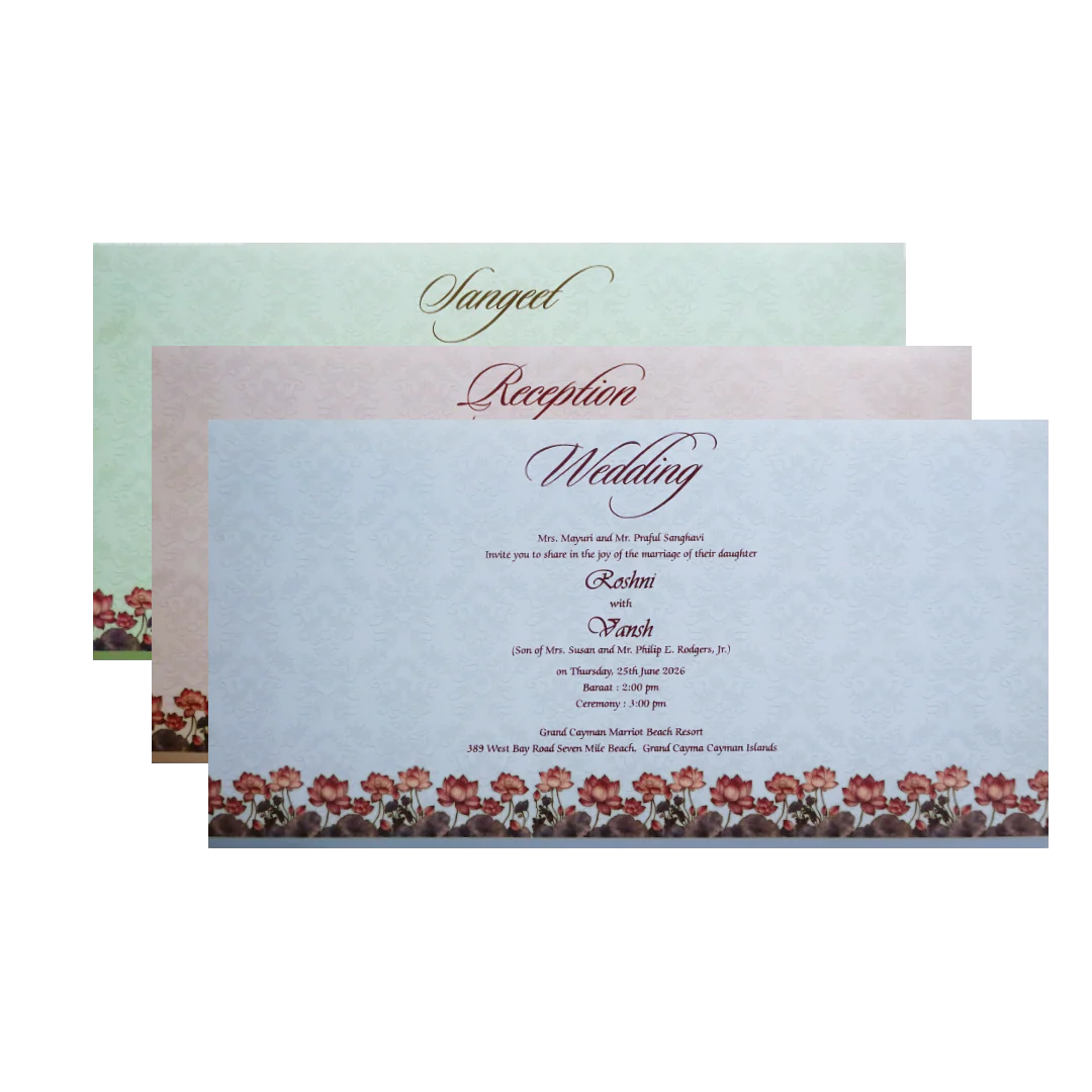 Pastel Vishnu Lakshmi Lotus Wedding Invitation Card-KPR24660 - Image 5