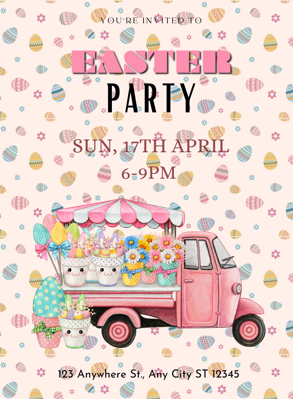 Pastel Egg Easter Invitation-AAEAS011