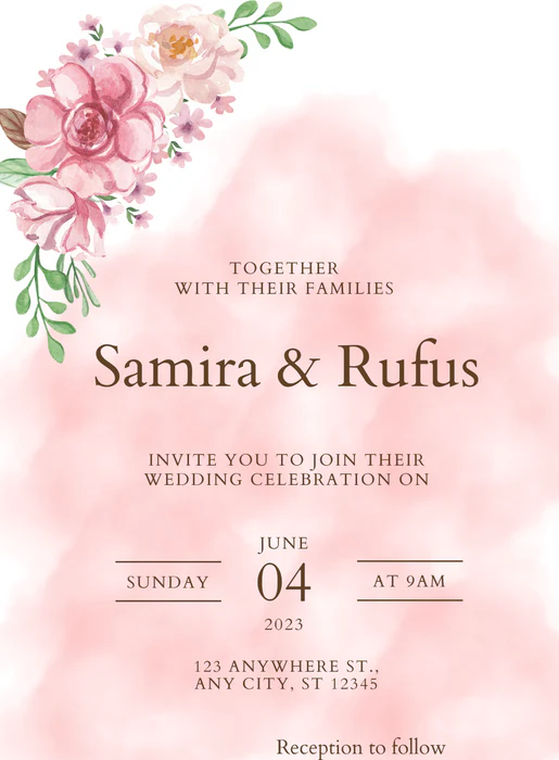 Pastel Floral Muslim Wedding Invitation-AAMWI003 - Image 2