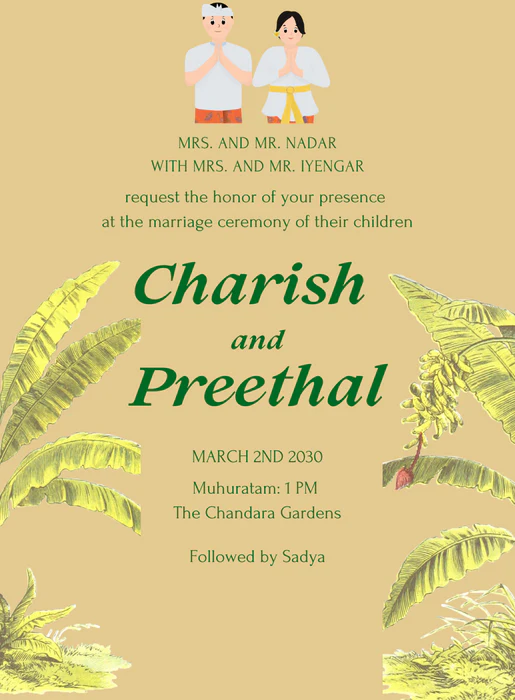 Pastel Yellow South Indian Wedding Invitation-AASIW010 - Image 2