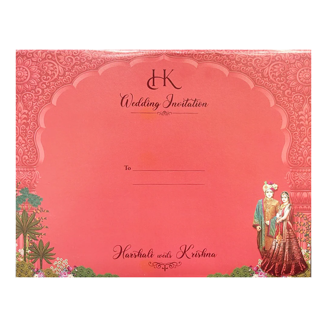 Peach Arch Bride Groom Padded Wedding Card-KSI64140 - Image 4