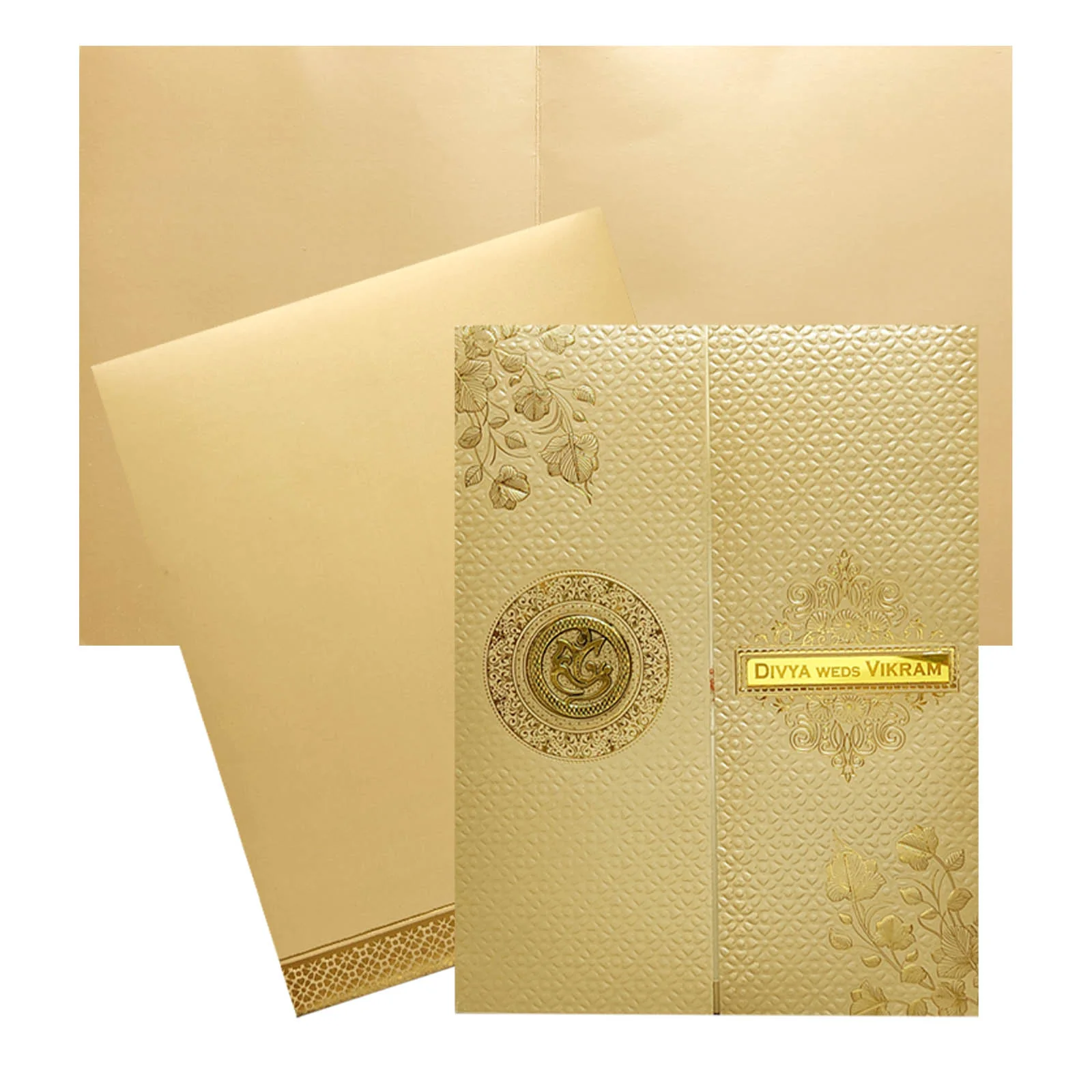 Peach Embossed Nameplate Invitation Card-KNL1301P