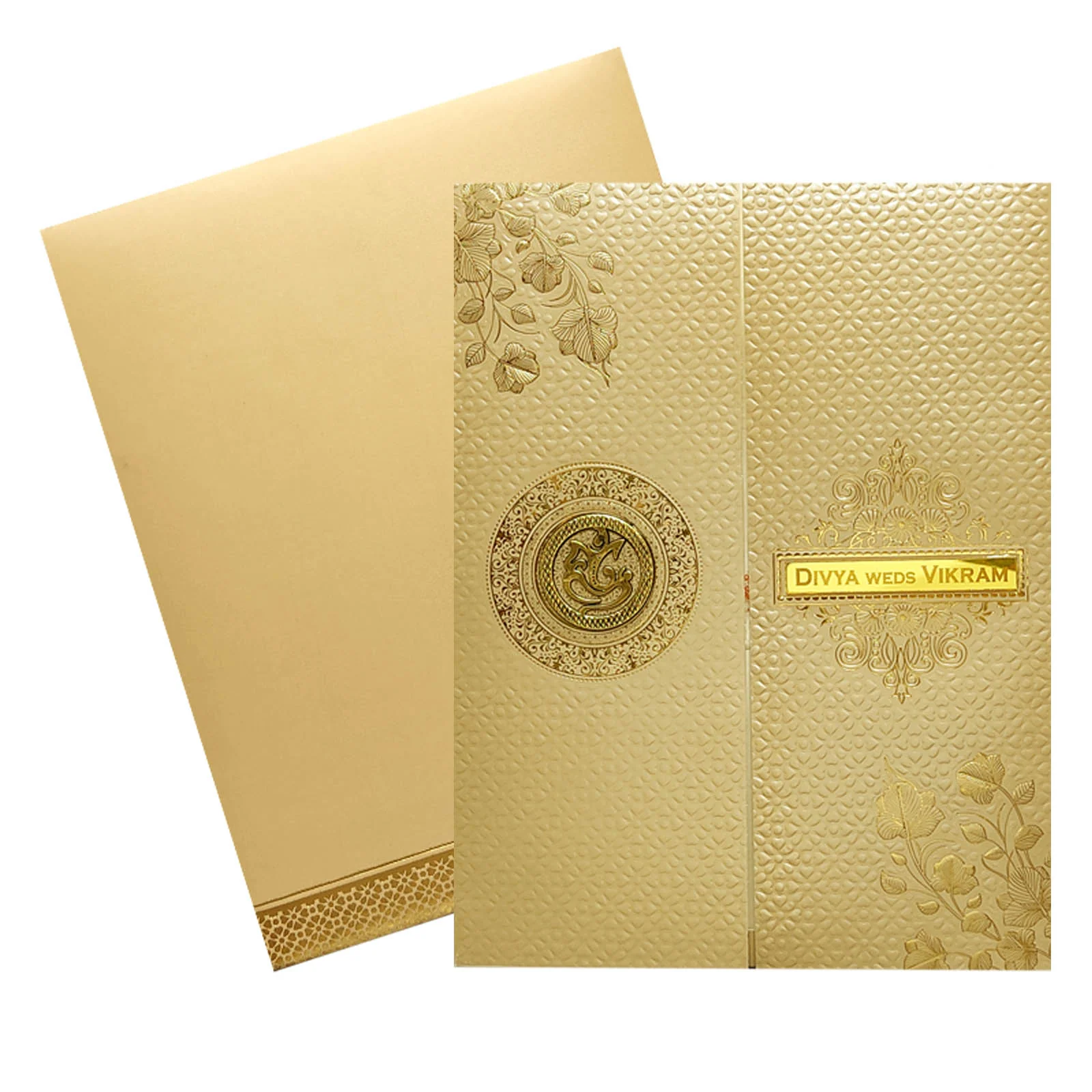 Peach Embossed Nameplate Invitation Card-KNL1301P - Image 2