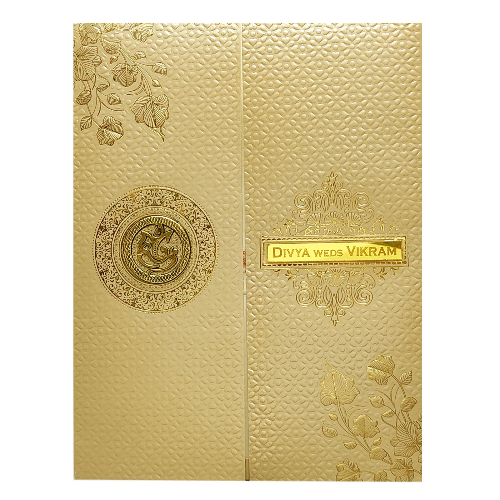 Peach Embossed Nameplate Invitation Card-KNL1301P - Image 3