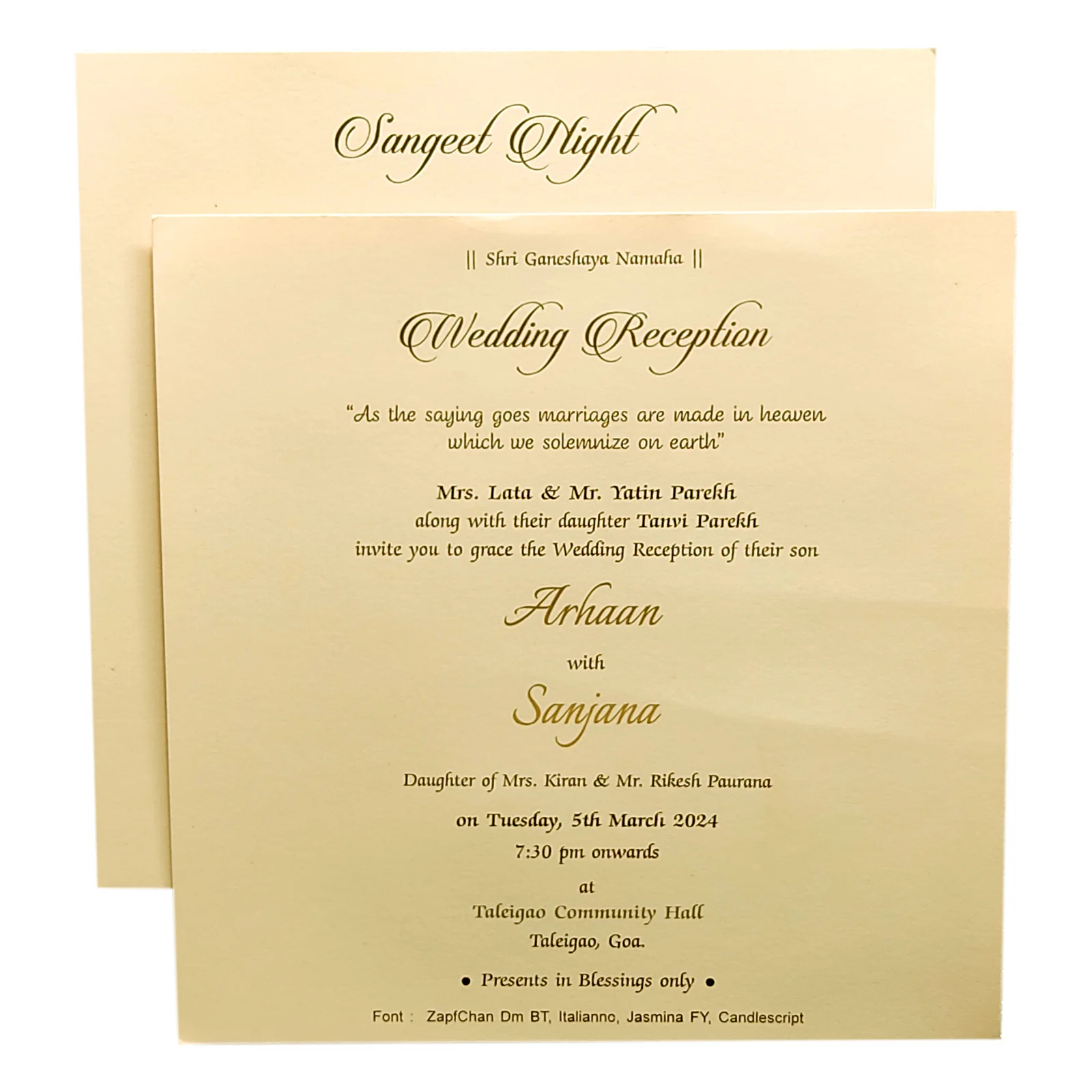 Peach Embossed Padded Invitation Card-KRC27421 - Image 5