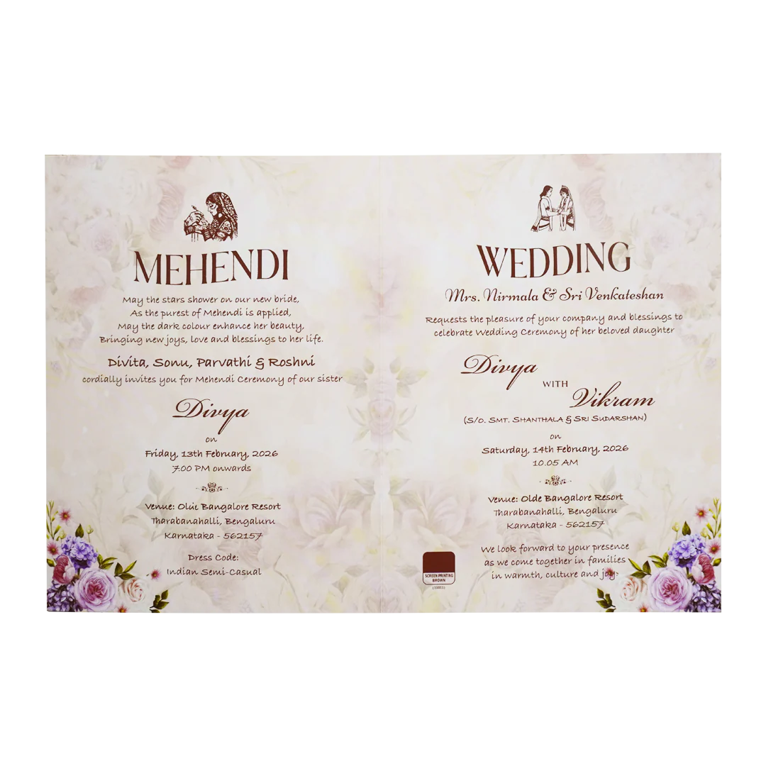 Peach Floral Wedding Invitation Card-KNTY6804 - Image 5