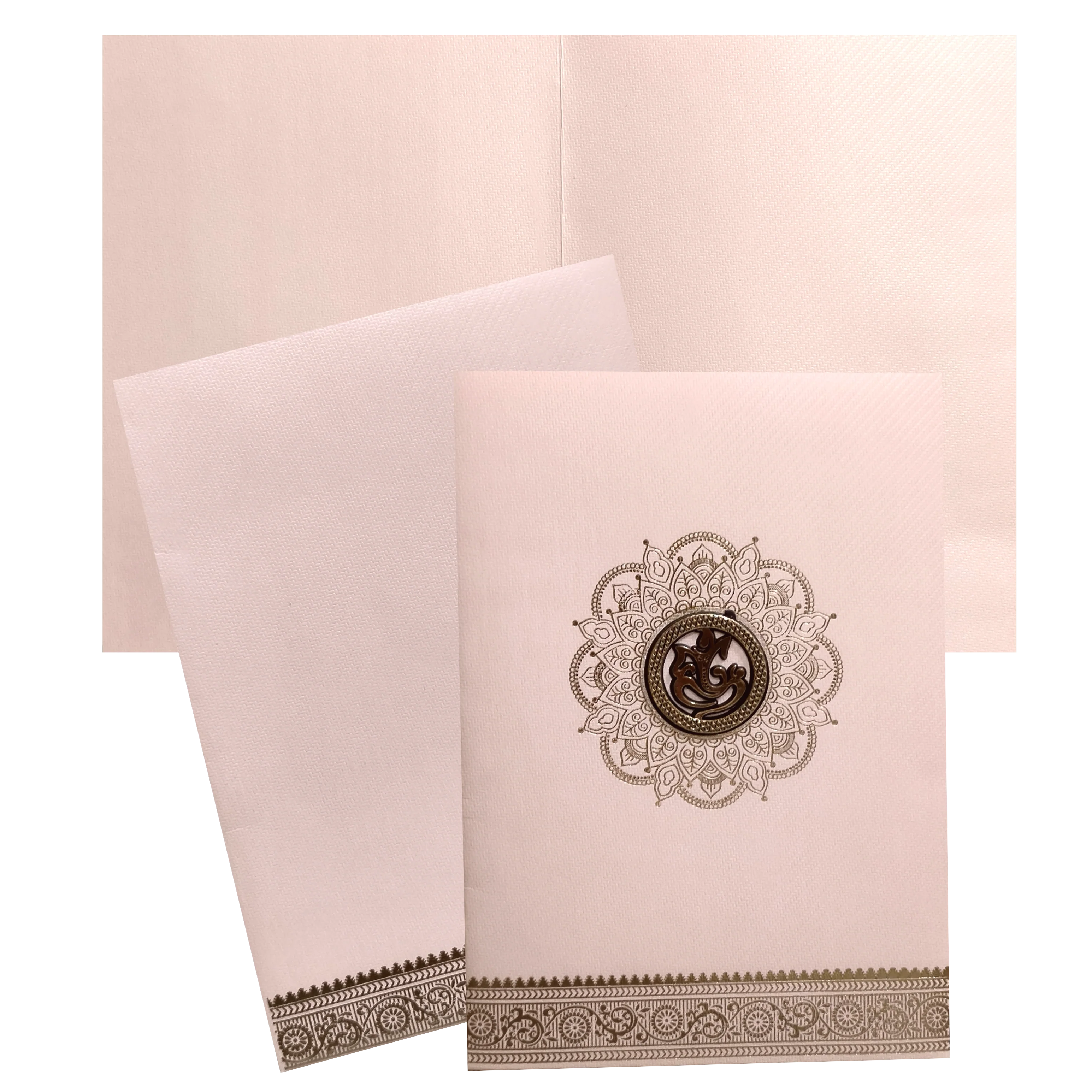 Peach Ganesha Wedding Invitation Card-KNKTP026