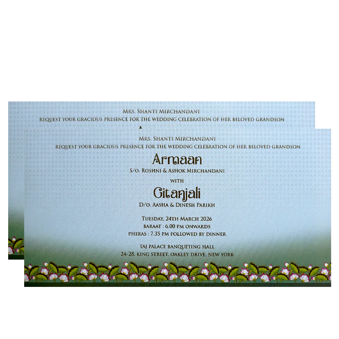 Peach Gold Embossed Radha Krishna Wedding Invitation Card-KPR06470 - Image 5