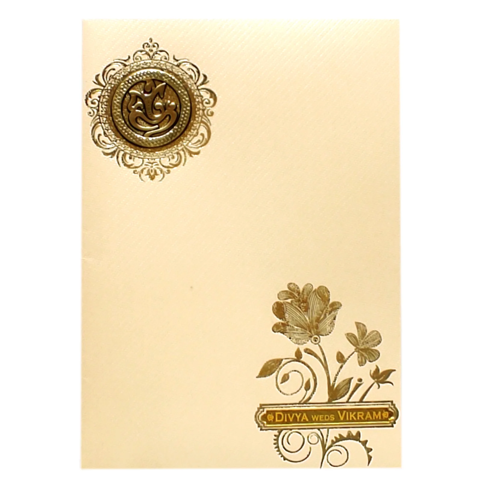 Peach Gold Floral Invitation Card-KNKTP030 - Image 3