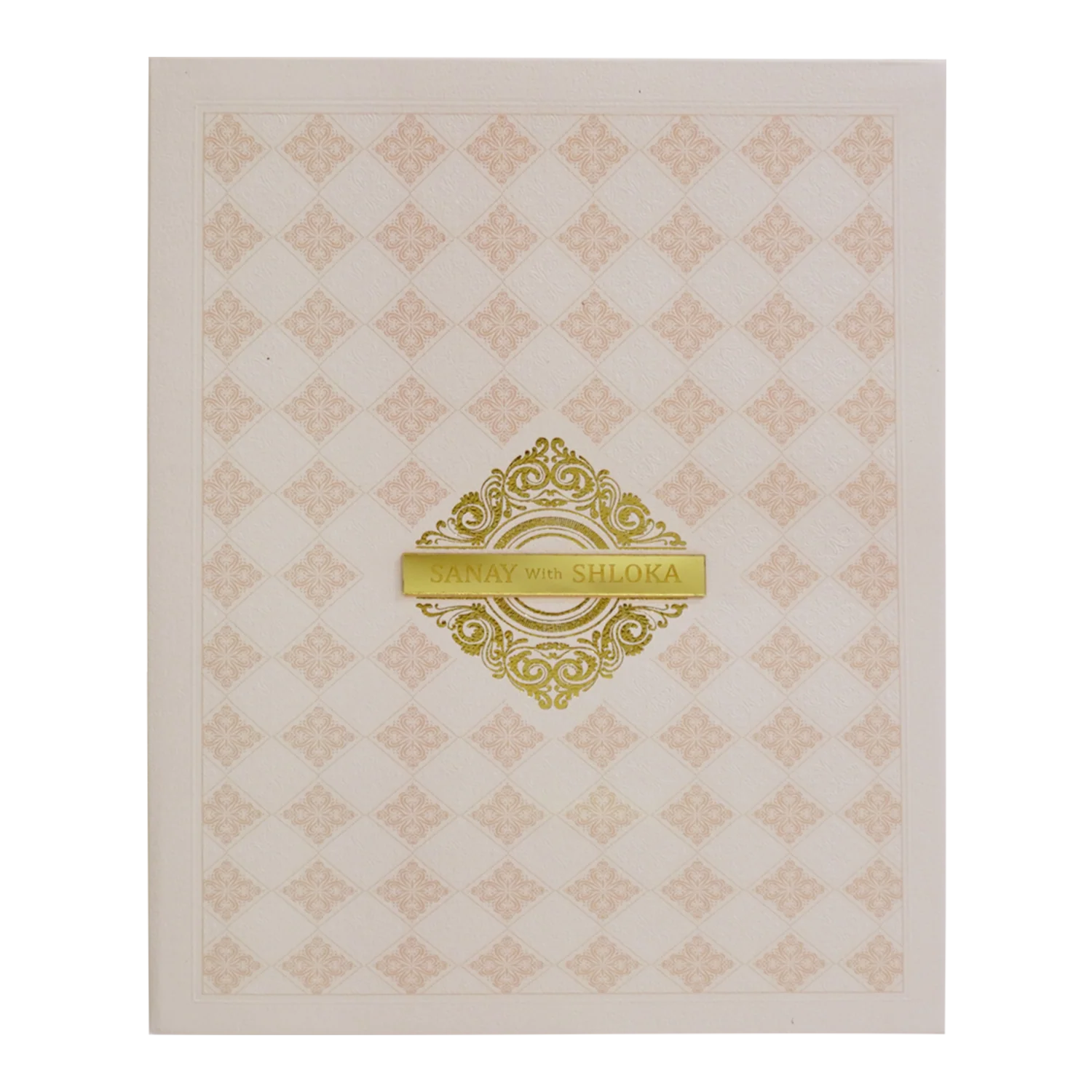 Peach Padded Nameplate Wedding Card-KBM04720 - Image 3