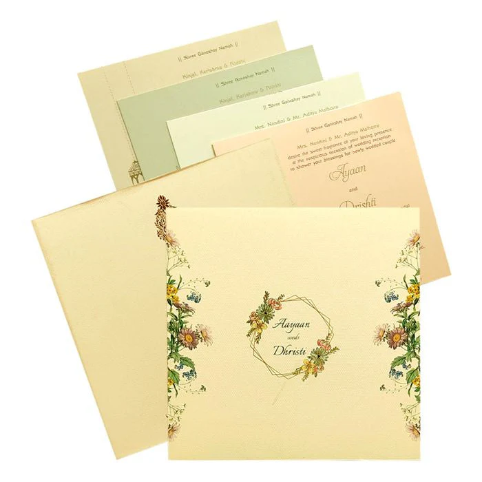 Peach Pink Floral Invitation Card-KRC29412