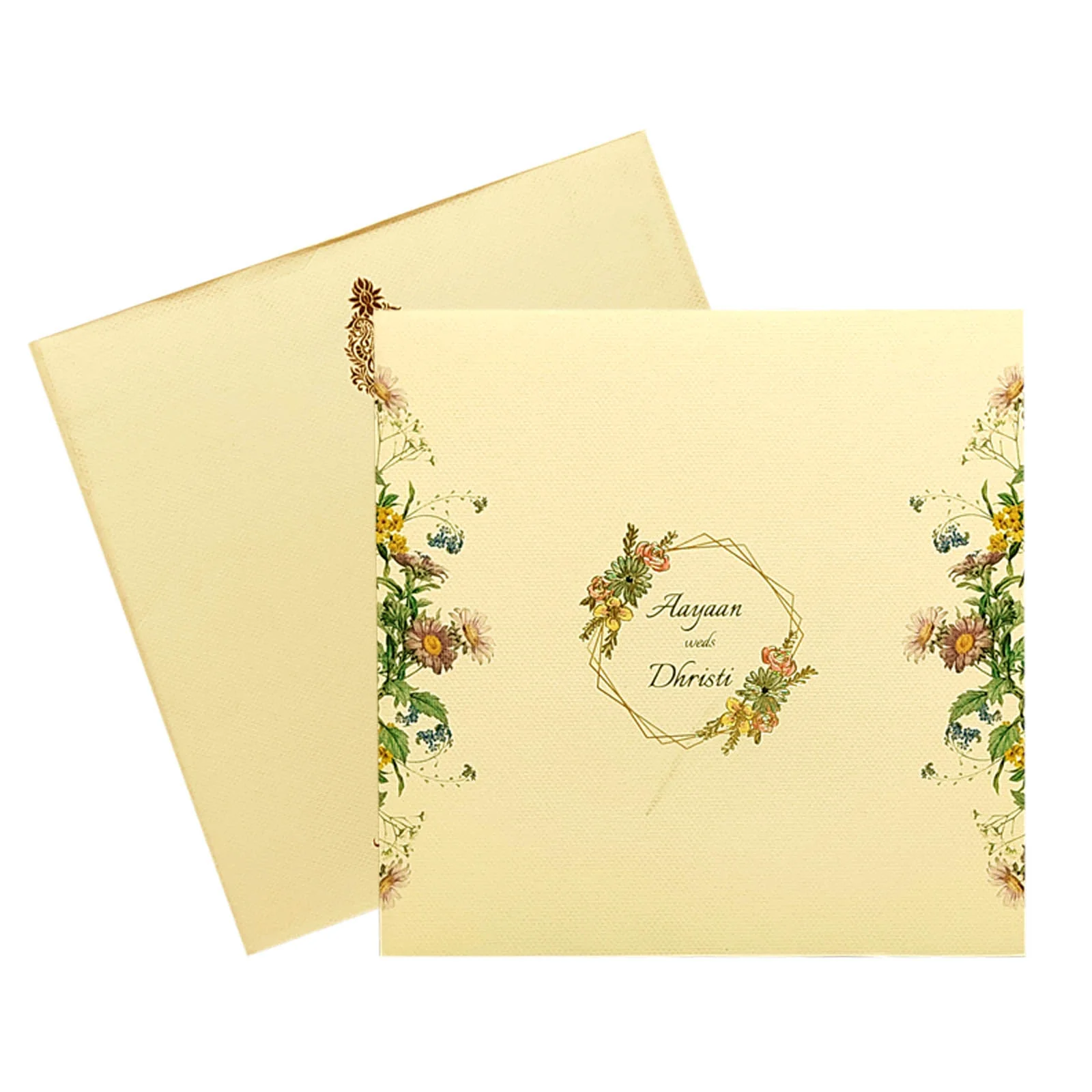 Peach Pink Floral Invitation Card-KRC29412 - Image 2