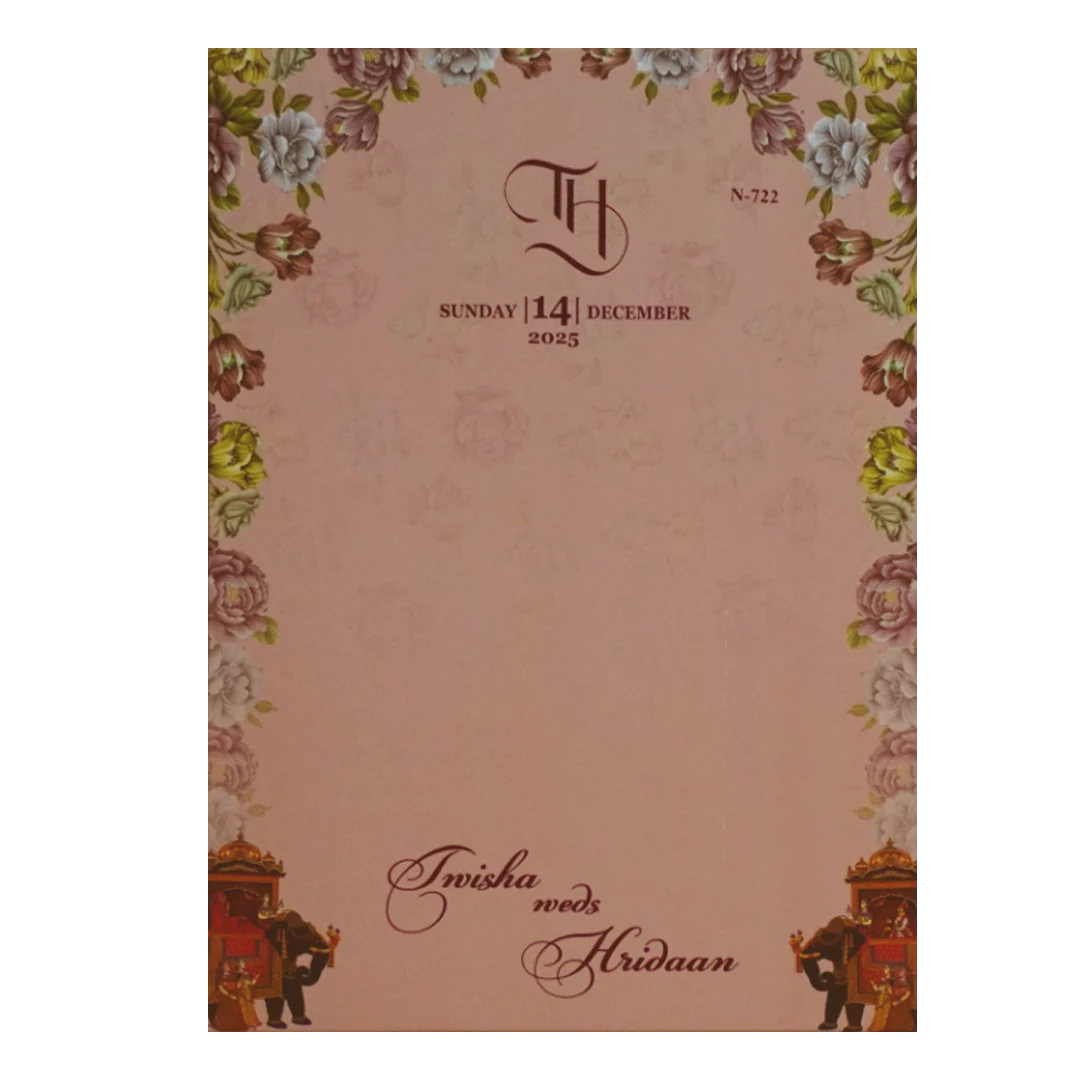 Peachy Pink Padded Wedding Card-KVN07220 - Image 4