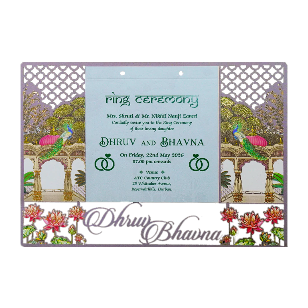 Peacock Laser Cut Ring Ceremony Card-KSH72970 - Image 3