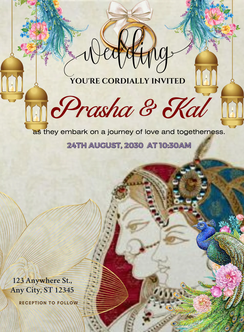 Peacock Paradise Traditional Wedding Invitation-AATWI014