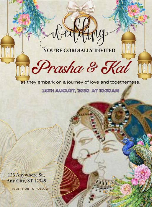 Peacock Paradise Traditional Wedding Invitation-AATWI014 - Image 2