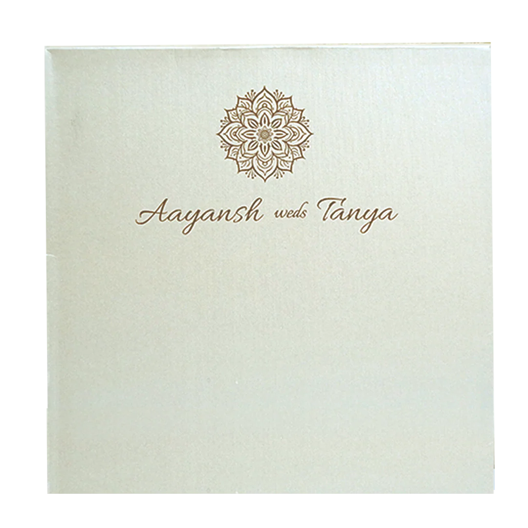 Pearl White Leaves Wedding Card-KRC30601 - Image 4