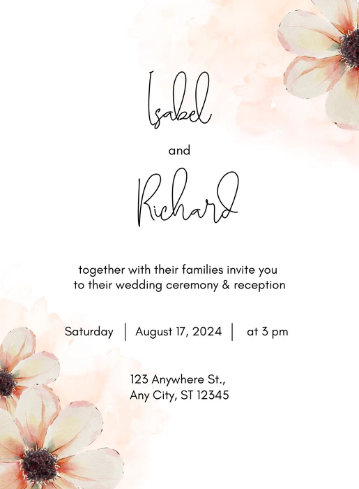 Pink Aesthetic Floral Wedding Invitation-EINK0050 - Image 2