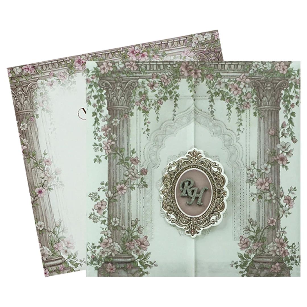 Pink Arch Floral Wedding Card-KSI65130 - Image 2