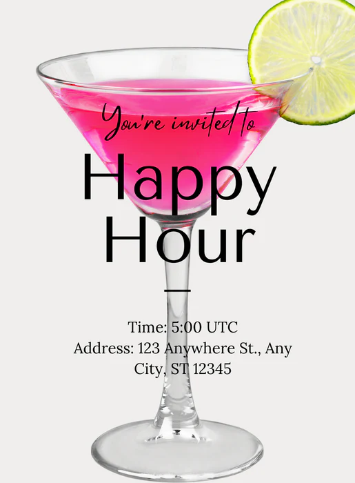 Pink Confetti Cocktail Party Invitation-EINK0074 - Image 2