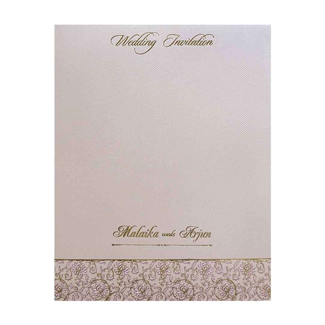 Pink Cream Floral Embossed Laser Cut Padded Wedding Card - KMMEX8280 - Image 4
