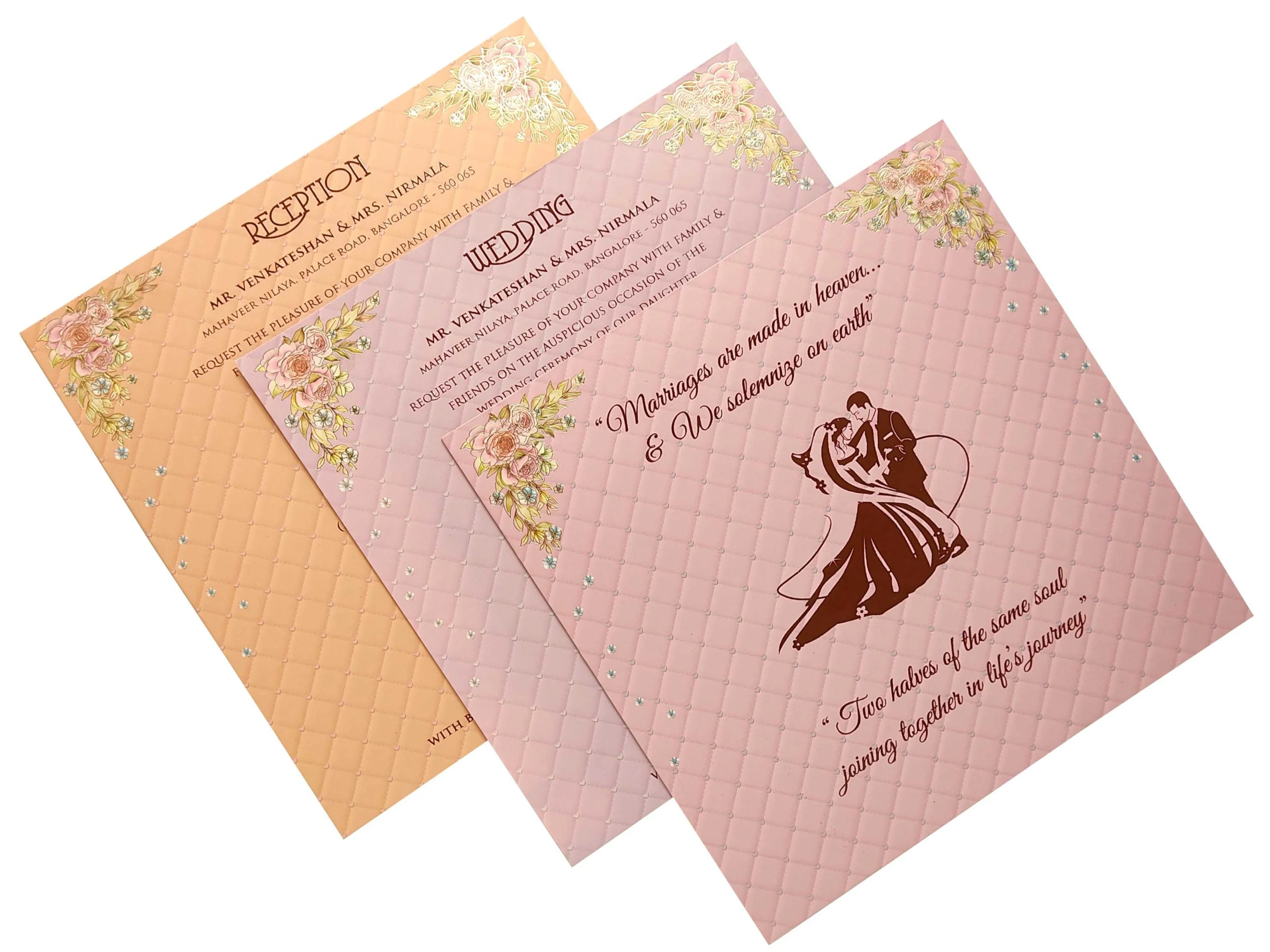 Pink Embossed Designer Padding Invitation Card-KNPO01LP - Image 5
