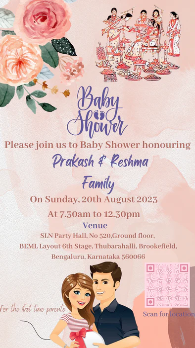 Pink Floral Baby Shower E-Invitation-EINK0025 - Image 2