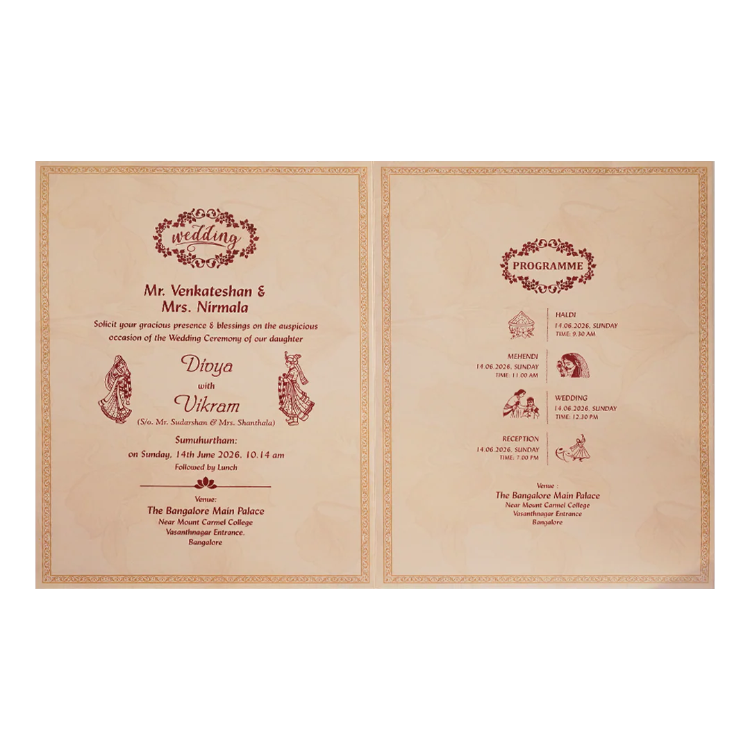 Pink Laser-Cut Floral Bag Style Wedding Card - KNAS3102 - Image 5