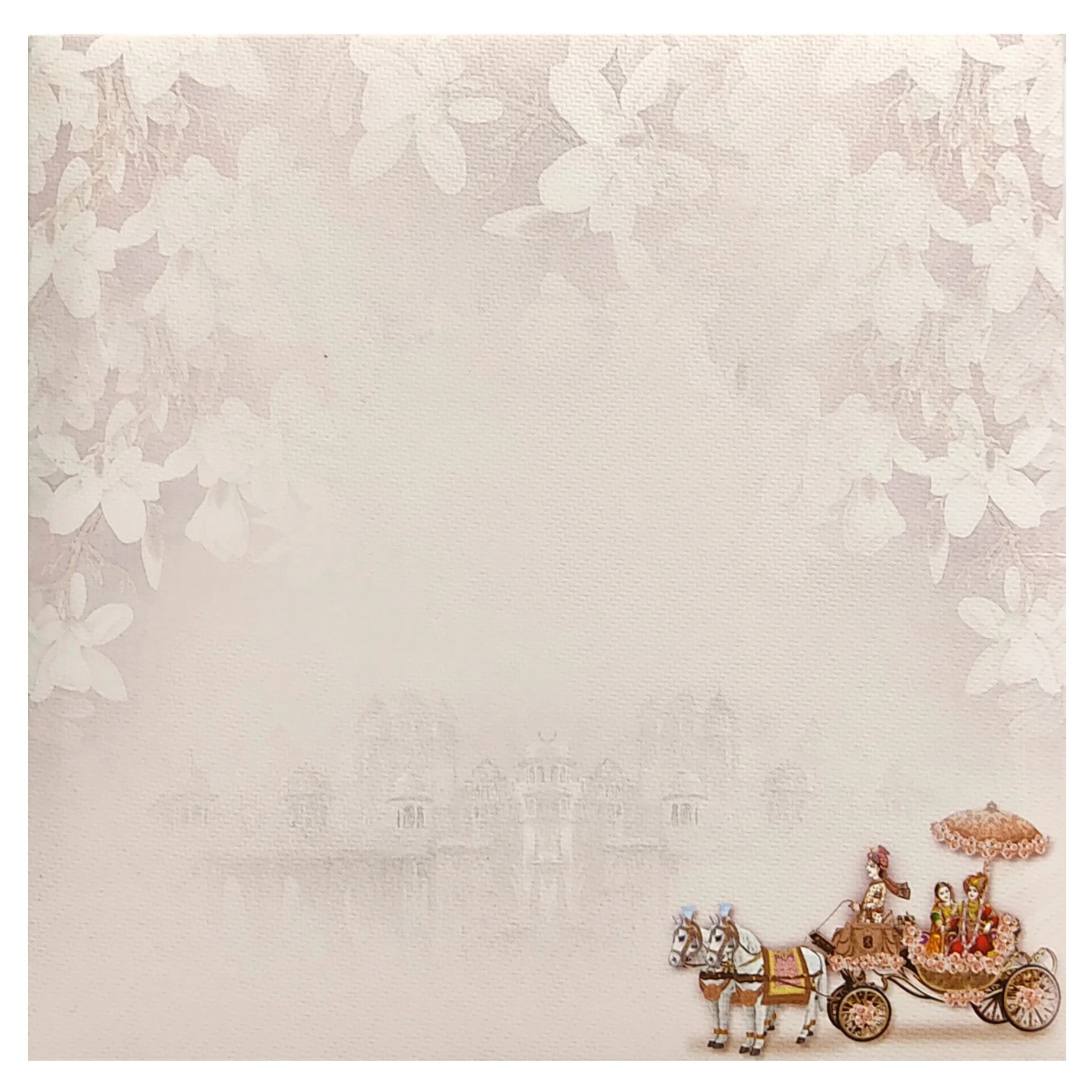 Pink Floral Chariot Nameplate Wedding Card-KNKD8101 - Image 4