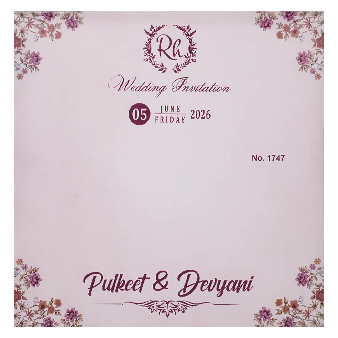 Pink Floral Cutout Wedding Card-KJTS1747 - Image 4