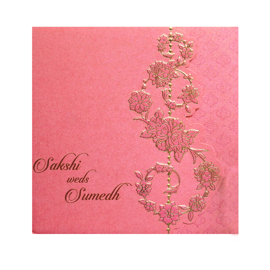 Pink Floral Laser Cut Wedding Card-KPR06150 - Image 3