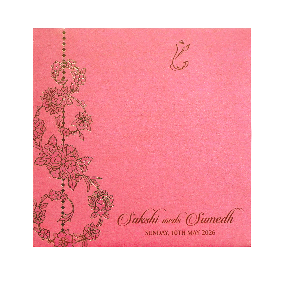 Pink Floral Laser Cut Wedding Card-KPR06150 - Image 4