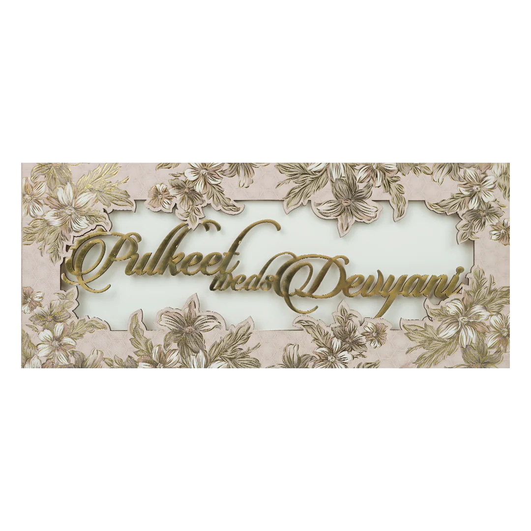 Pink Floral Laser Cut Wedding Card-KJTS1852 - Image 3