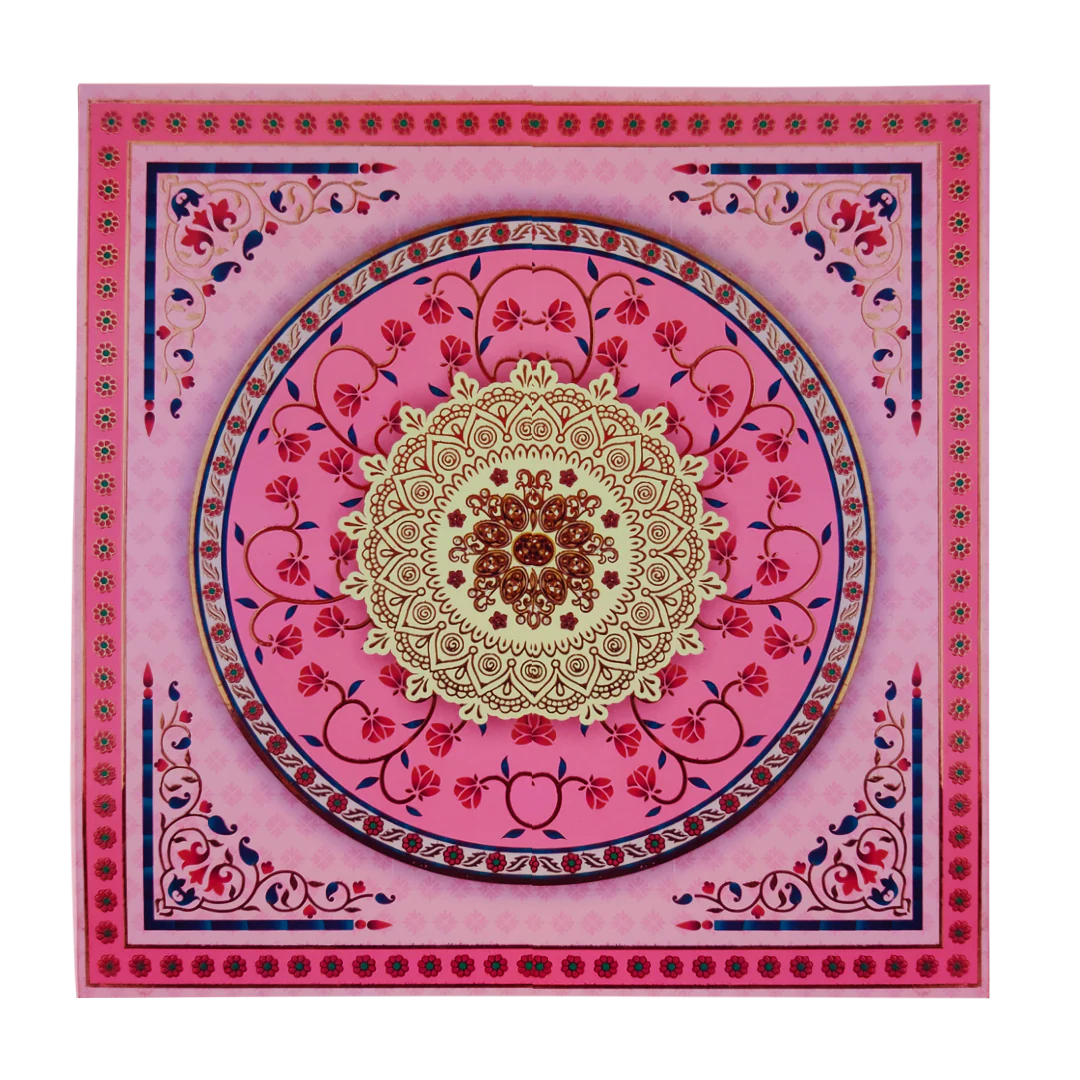Pink Floral Mandala Box Wedding Invitation-KBX1301 - Image 4
