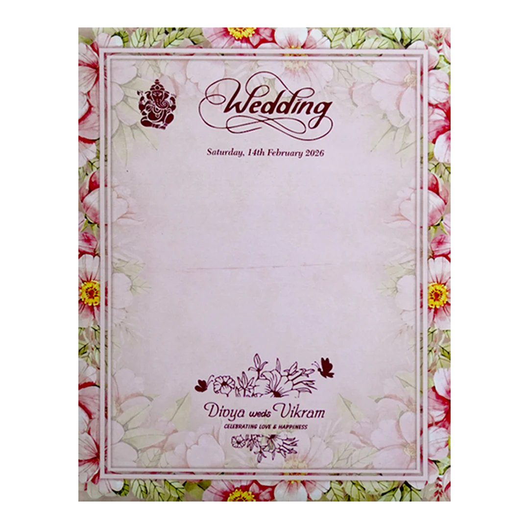 Pink Floral Name Plate Door Invitation Card-KNKJ1125 - Image 4