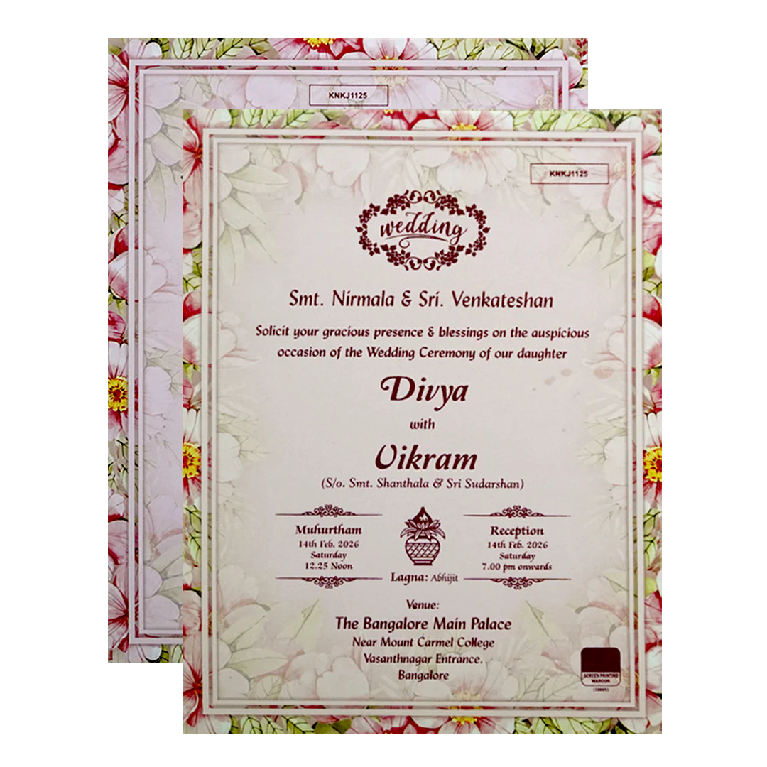 Pink Floral Name Plate Door Invitation Card-KNKJ1125 - Image 5