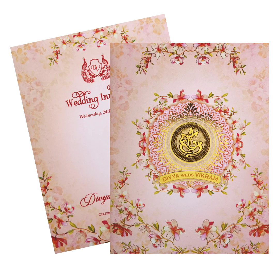 Pink Floral Nameplate Invitation Card-KNKC4067 - Image 2