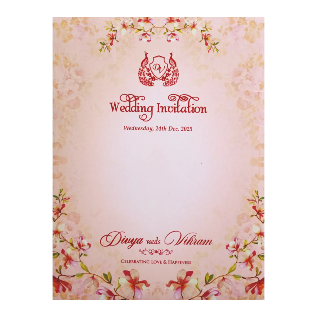 Pink Floral Nameplate Invitation Card-KNKC4067 - Image 3
