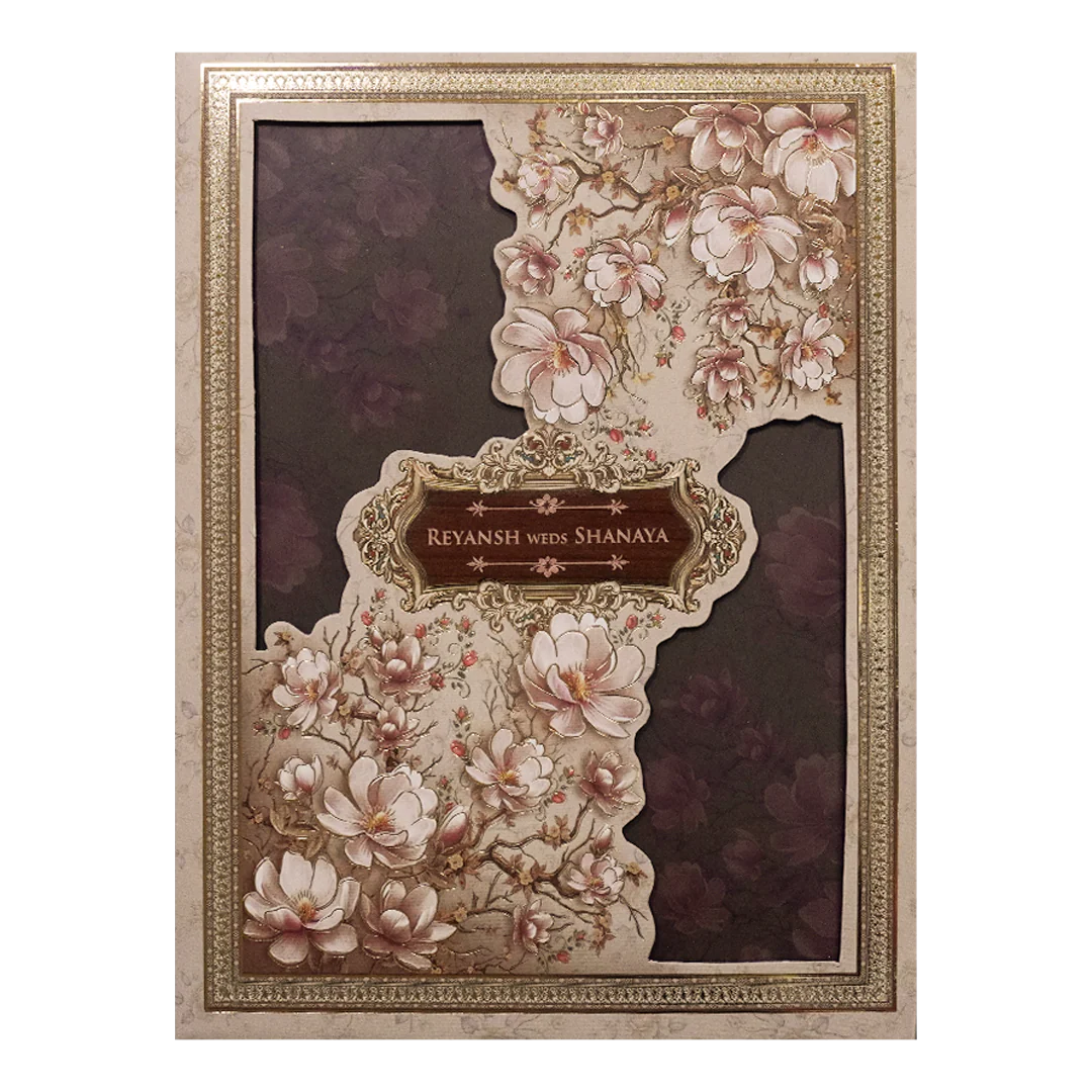Pink Floral Padded Wedding Card-KSH72490 - Image 3